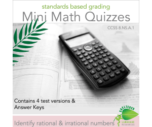 Identify Rational and Irrational Numbers Quiz - Multiple Versions