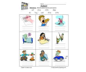 Identifying Action Words Worksheet