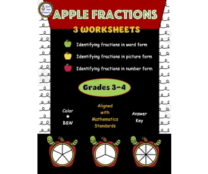 Identifying Fractions Worksheets-Apple Theme