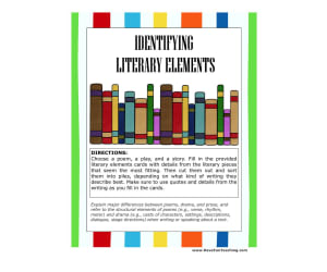 Identifying Literary Elements Activity