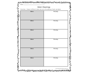 Idiom Meanings Worksheet