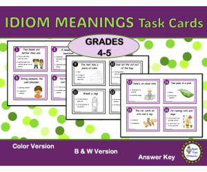IDIOMS and their MEANINGS Task Cards
