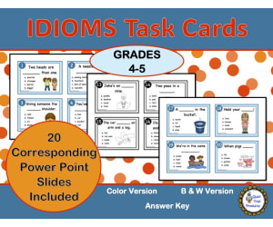 IDIOMS Task Cards with Power Point Slides