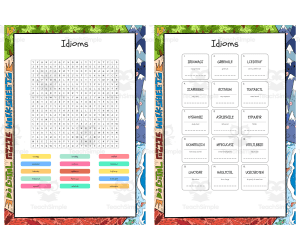 Idioms word search, scramble and crossword puzzle