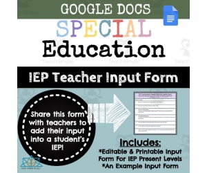 IEP Teacher Questionnaire Form