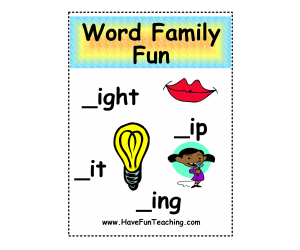 IGHT, ING, IP, IT Word Family Fun Activity