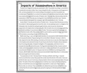 Impacts of Assassinations in America Reading Packet