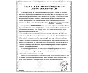 Impacts of the Computer + Internet on American Life Reading Packet