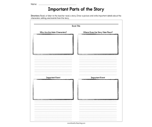 Important Elements of the Story Worksheet