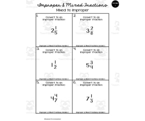 Improper & Mixed Fractions | Math Worksheet