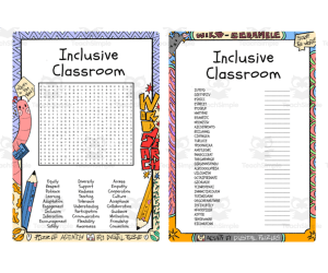 Inclusive Classroom word search and word scramble
