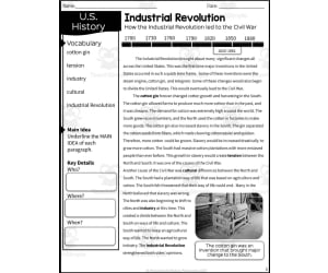 Industrial Revolution + the Civil War Reading Packet