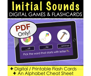 Initial Beginning Sounds - Digital Quiz and Flash Cards + Printables (PDF Only)
