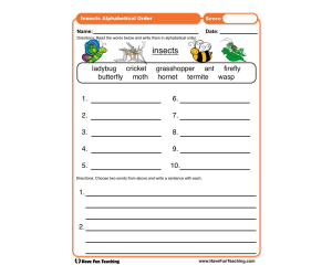 Insects ABC Order Worksheet