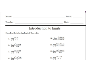 Introduction to the concept of limits - Worksheet