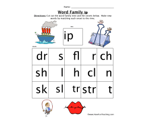 IP Word Family Worksheet