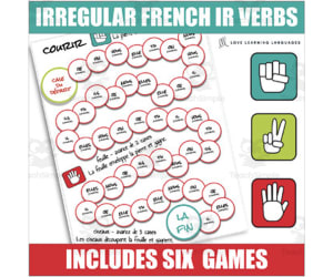 Irregular French IR Verbs Conjugation Games - Rock, Paper, Scissors - Courir, Partir, Sortir, Dormir, Servir