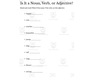 is it a noun verb or adjective worksheet