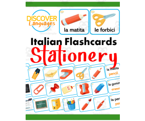 Italian Flashcards for Beginners - Stationery & Classroom Objects