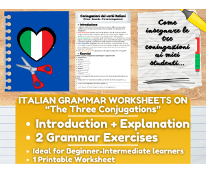 Italian Grammar Worksheets on the Three Conjugations