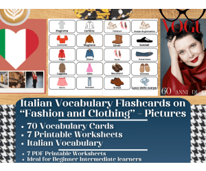 Italian Picture Vocabulary Flashcards - Clothing & Fashion