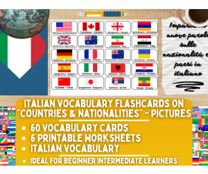 Italian Picture Vocabulary Flashcards - Countries & Nationalities