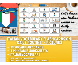 Italian Picture Vocabulary Flashcards - Daily Routine