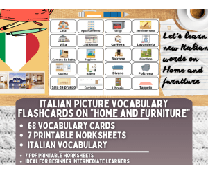Italian Picture Vocabulary Flashcards - Home & Furniture