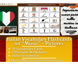 Italian Picture Vocabulary Flashcards - Music