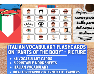 Italian Picture Vocabulary Flashcards - Parts of the Body