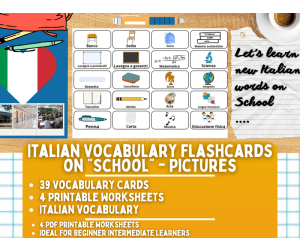 Italian Picture Vocabulary Flashcards - School