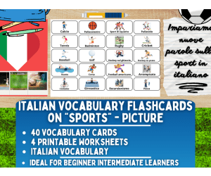 Italian Picture Vocabulary Flashcards - Sports