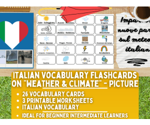 Italian Picture Vocabulary Flashcards - Weather & Climate