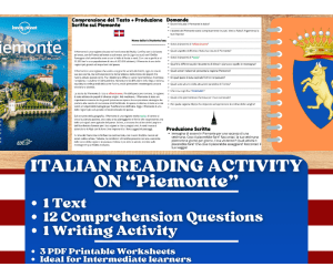 Italian Reading Comprehension + Writing Activity - Piemonte - Italy