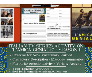Italian TV Series Activity Worksheets on "L'Amica Geniale" - Season 1