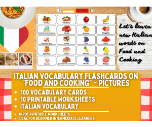 Italian Vocabulary Flashcards - Food and Cooking