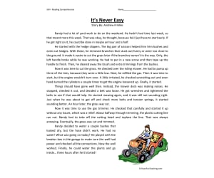 It's Never Easy Reading Comprehension Worksheet