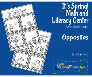 It's Spring! Kindergarten Math & Literacy Center: Opposites