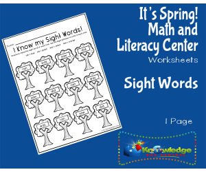 It's Spring! Kindergarten Math & Literacy Center: Sight Words