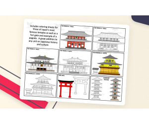 Japanese Temples - Colouring Sheets