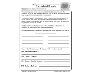 Judicial Branch Worksheet
