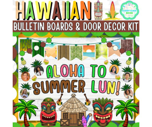 July & Hawaiian Bulletin board And door Decor kit: Aloha to Summer Fun