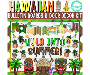 July & Hawaiian Bulletin board And door Decor kit: Hula into Summer!