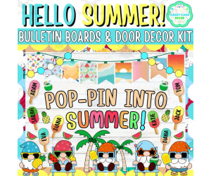 July & Summer Bulletin board And door Decor kit: Pop-Pin into Summer!