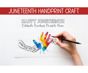 JUNETEENTH CRAFT, COLORING ACTIVITY, HANDPRINT ART, DIVERSITY POSTER