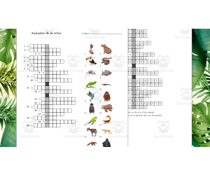 Jungle Animals Crossword in Spanish - Animales de la Selva
