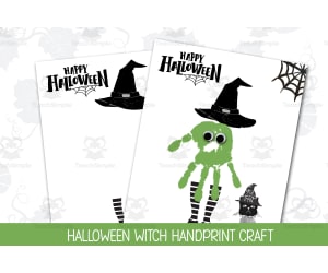 Kids Witch Craft, DIY Handprint Art, Halloween Homeschool Activity