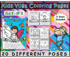 Kids Yoga Pose Coloring Pages Set #3
