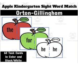 Kindergarten Sight Words: Apple Themed Sight Word Match