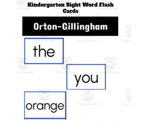 Kindergarten Sight Words Flash Cards